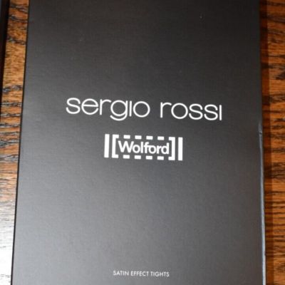 SERGIO ROSSI by Wolford SATIN EFFECT tights back seam Limited Edition M Black